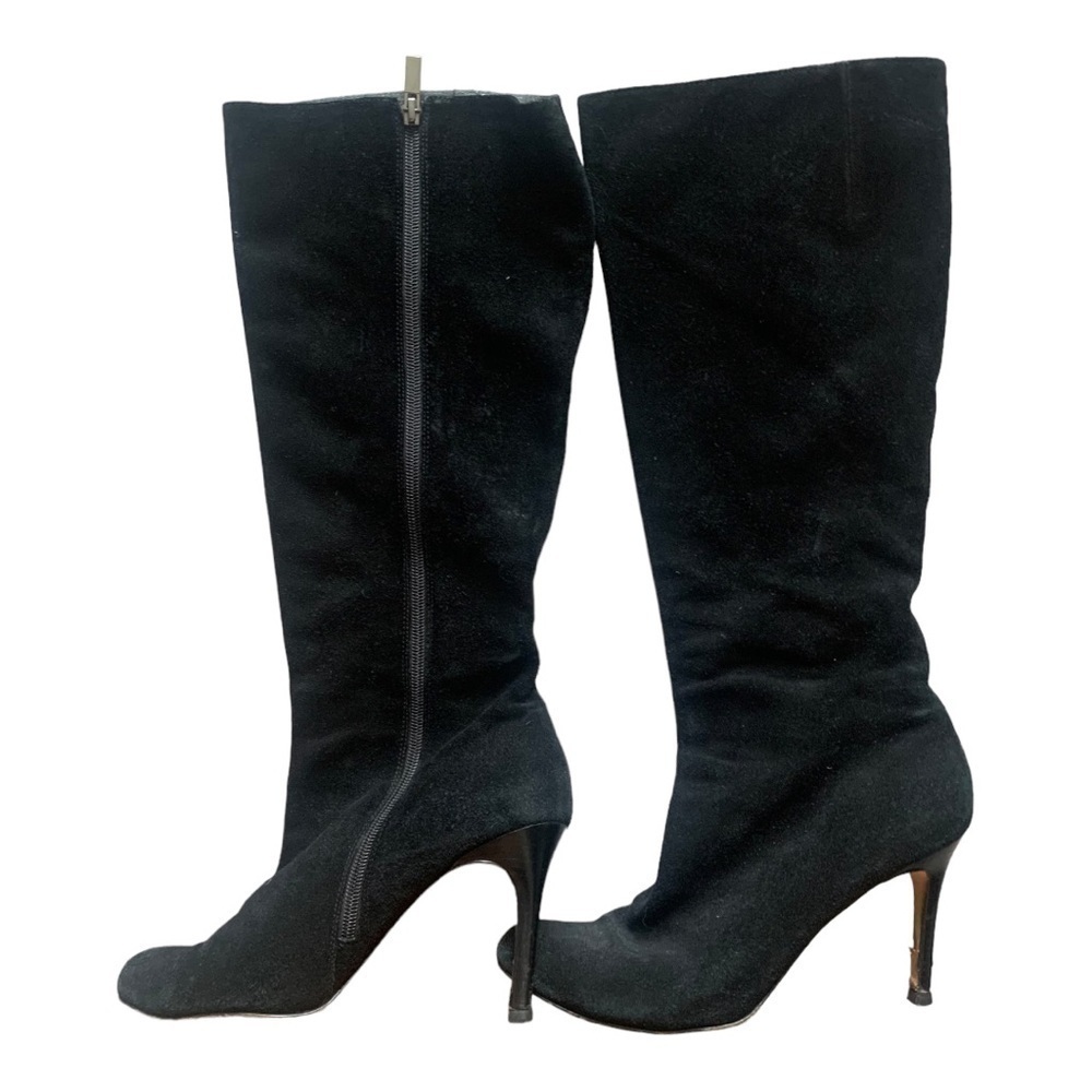 La Fenice Venezia Black Suede Leather Heeled Tall Boots 9.5